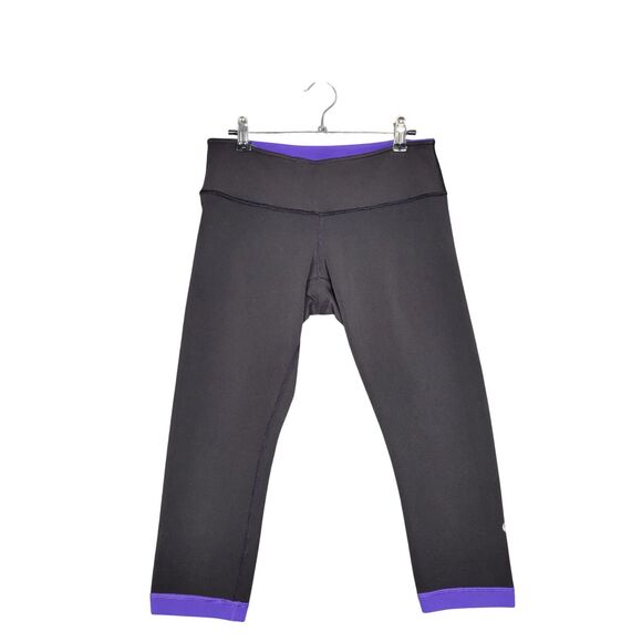 LULULEMON Wunder Under Crop Leggings Reversible Purple Black SIZE 8 - Picture 1 of 9
